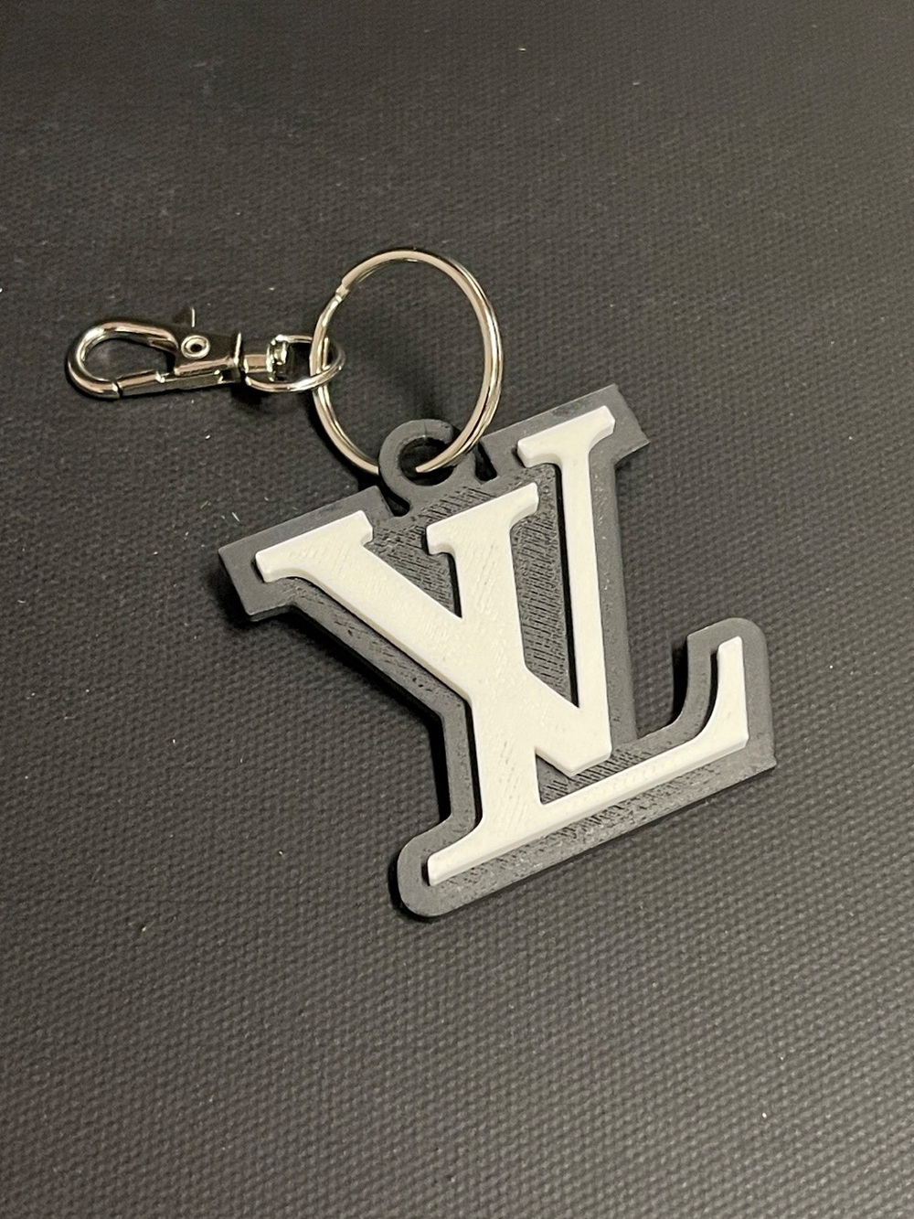 Louis Vuitton Black and White LV Logo Key Holder